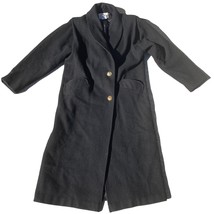 Worthington Essential Overcoat Trench Womens Size 6 Black Wool Button Ja... - $47.49
