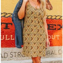 Western Steer Skull &amp; Feather Tank Dress Small - $38.61