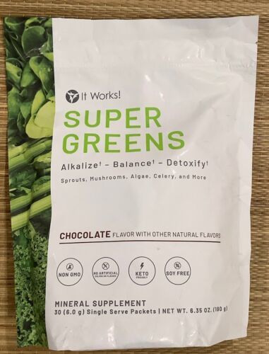 It Works Super Greens Chocolate 30 Single Serve Packets - $37.95