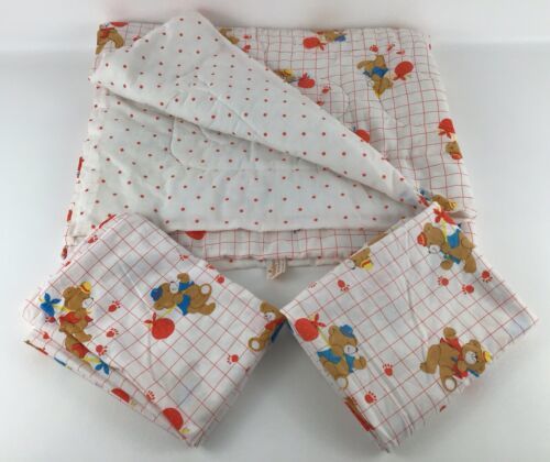 Dundee Vintage 80S Crib Sheet & Comforter 3pc Set Teddy Bears Toddler Bed 32x42 - £74.20 GBP