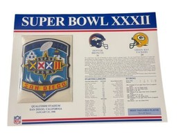 SUPER BOWL XXXII  Broncos vs Packers 1998 OFFICIAL SB NFL PATCH Card - £14.70 GBP