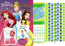 Disney Princess - Hand Lettering - Coloring &amp; Activity Book + Award Stickers and - £5.57 GBP