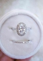 Taglio Ovale Simulateddiamond Fidanzamento Set Fede Nuziale 14k Bianco Dorato - £105.08 GBP
