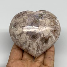 0.76 lbs, 3.2&quot;x3.4&quot;x1.5&quot;, Flower Agate Heart Crystal, Blossom Agate, B30992 - £22.38 GBP