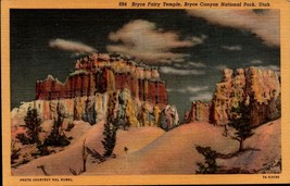 Vintage Linen Postcard Bryce Canyon National Park Ut Fairy Temple -BK40 - £2.36 GBP