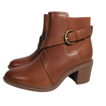Clarks Womens Scene Strap Caramel Leather Booties Size 8 - $140.00