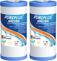 PUREPLUS 5 Micron 10&quot; x 4.5&quot; Whole House Sediment and Carbon Water, BB, ... - $44.99