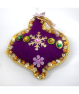 Felt Sequin Ornament Purple White Felt Snowflakes Butterfly 4 inches - £3.90 GBP