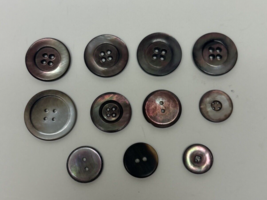 Lot 11 Brown Grey Purple Abalone Shiny Shell Buttons Mixed Lot - £15.49 GBP