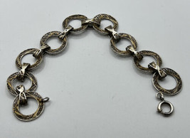 800 Silver Filigree Large Chain 7.5 Inch Bracelet Gold Wash - £35.20 GBP