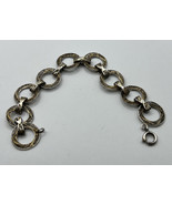 800 Silver Filigree Large Chain 7.5 Inch Bracelet Gold Wash - $61.05 CAD