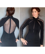 VTG Tadashi Dress Sheer mesh net cut outs Sz M black - £128.46 GBP