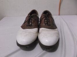 FOOTJOY STYLE 58800 LEATHER GOLF SHOES WHITE AND BROWN MENS sz10.5M RS41009 - $30.48