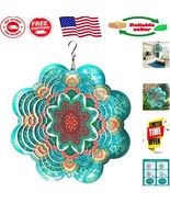 Rust-Resistant Floral Mandala Wind Spinner - Stunning 3D Garden Decor 6-... - $526.10 MXN