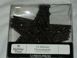 12 Chocolate Brown Star Glitter Ornament Christmas Tree Holiday Wedding Decor - £10.35 GBP