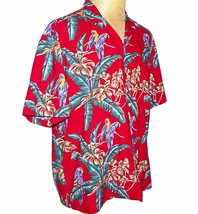 Paradise Found Jungle Bird Hawaiian Aloha Shirt Red Tom Selleck Magnum PI XL - £55.94 GBP