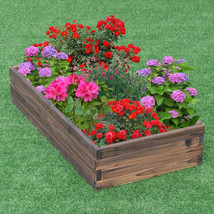 Elevated Wooden Planter Box Raised Garden Bed Kit 4x2-foot Rectangular Brown - £67.30 GBP