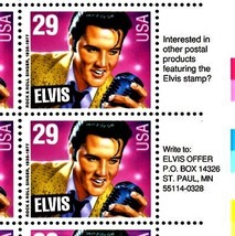 U S Stamps - Elvis Presley -Full Sheet of 40 : 29 Cent Stamps, Excellent 1992 - £23.72 GBP