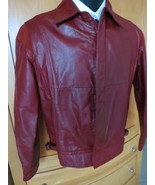 VINTAGE RED Brazil Leather Motorcycle Cafe Racer Jacket 40 - $98.01
