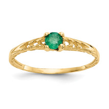 14k Madi K 3mm Emerald Birthstone Baby Ring GK128 - £125.66 GBP