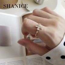 SHANICE White CZ 100% 925 Sterling open rings for women Cross Ring Golden Ring S - £12.72 GBP