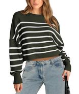 PRETTYGARDEN Women&#39;s Fall Striped Cropped Sweater Grey Size L - $196.40 MXN