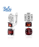 Fashion  dangling earrings 925 sterling silver with natural red garnet j... - £83.73 GBP
