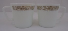   Pyrex Vintage Woodland Brown D-Handle Milk Glass Coffee Mugs Lot Of Two   - £9.54 GBP