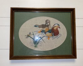 Vtg Whittington Gallery Swimming Ducks Needlepoint Crewelwork Framed - £63.58 GBP