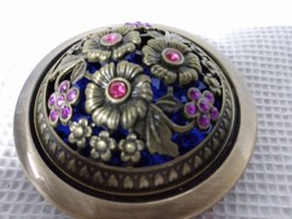 Vintage Compact Double Mirror with Gift Box 3&quot; x 3&quot; Floral Design  - £19.91 GBP