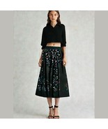Unique Vintage Black Floral Print Midi Skirt Size M - $61.12 CAD
