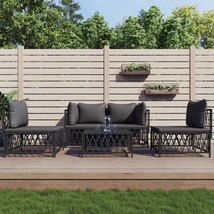  Garden Lounge Set Anthracite Woven fabric Medium Modular - $15,640.17 MXN