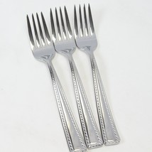 Oneida Flourish Salad Forks 7 1/8&quot; Stainless Rope Edge 18/10 Lot of 3 - £85.68 GBP