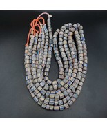 Lot 2 vintage old african blue glass gabri  stripes beads 7-9mm  beads - $44.19 CAD