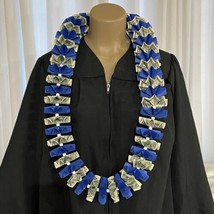 Graduation Money Lei 25 Crisp New Bills Precisely Folded Blue With White Beads - £69.77 GBP