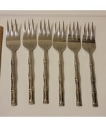 EXOTIC BAMBOO Set of 6 Salad Forks 6 1/2&quot; Stainless Korea Flatware - $29.18 CAD