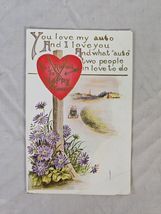 Vintage Early 1900s Valentine Postcard Auto Themed  - $6.92