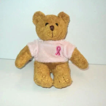 Avon Breast Cancer Bear 2001 Plush 7&quot; Pink Velvet Shirt Awareness - £6.88 GBP