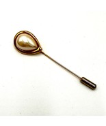Monet Mark VTG Faux Pearl &amp; Gold Teardrop Brooch Stick Pin 3&quot; Damaged &amp; ... - $23.98 CAD
