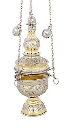 Two Colored Brass Christian Church Thurible Incense Burner Censer (127 GN)