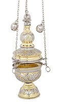 Two Colored Brass Christian Church Thurible Incense Burner Censer (127 GN) - £60.05 GBP