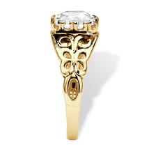 PalmBeach Jewelry Gold-Plated Silver Birthstone Ring-April-Diamond - £31.33 GBP