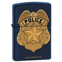 Zippo Lighter - Navy Blue Matte Police Badge - ZCI007287 - $29.35