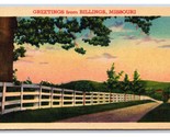 Generici Scena Greetings Country Road Billings Missouri MO Lino Cartolin... - $4.49