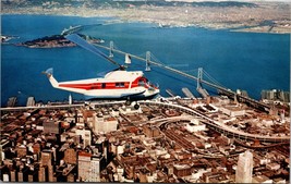 Vtg 60s Aerial Postcard San Francisco &amp; Oakland Helicopter Airlines Sikorsky S62 - £5.93 GBP