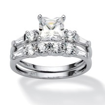 Wedding Engagement Ring Set 10K White Gold Size 6 7 8 9 10 - £564.30 GBP