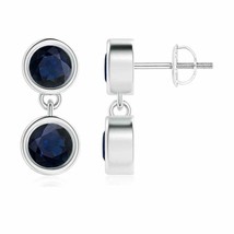 Natural Blue Sapphire Round Two Stone Earrings in 14K Gold (Grade-A , 4.1MM) - £507.80 GBP