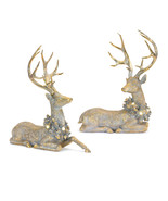 Holiday Deer Figurine with Lighted Wreath and Gold Finish (Set of 2) - $3,666.89 MXN