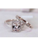 1.80Ct Cushion Cut Peach Morganite 14k Rose Gold Over Bridal Engagement ... - $135.28 CAD