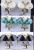 1 PAIR Clip-On Butterfly Stud Earrings Pick Up One Color - £1.57 GBP